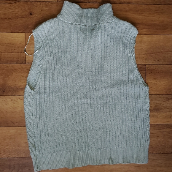 Jessica Simpson Blue Green Mock Turtleneck Zip Sweater Vest Size Large - Picture 2 of 5